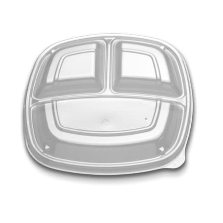 Forum 9 3 Compartment Clear Low Dome Vented Square Lid, PK300